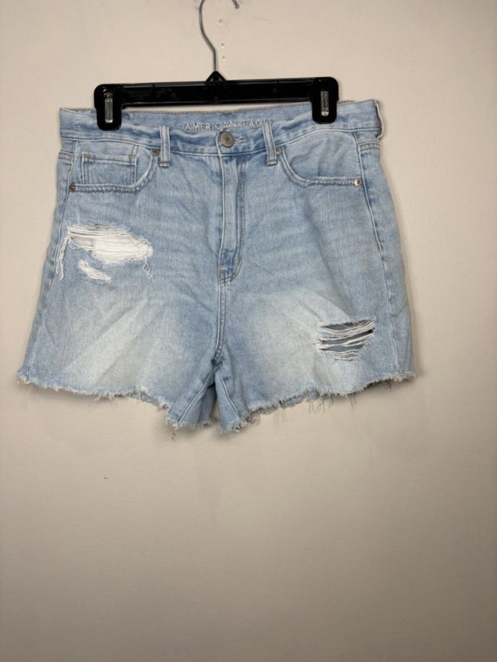 American Eagle Mom Short Jean Shorts Size 10 High Rise Cut off Frayed